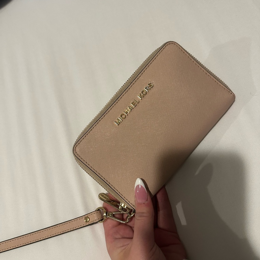 Michael Kors Beige Wristlet Clutch